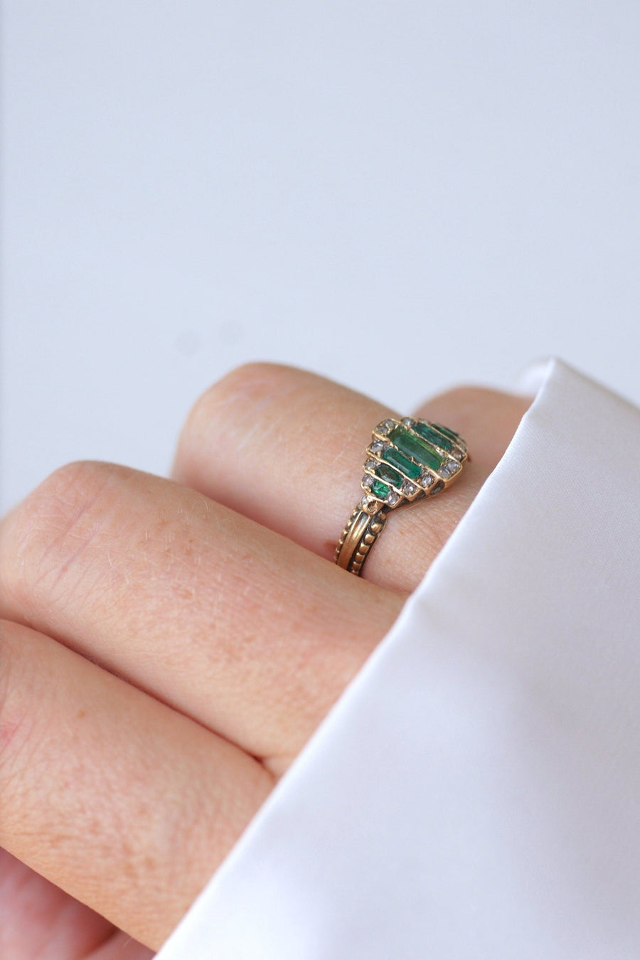 Emerald and diamond band ring - Penelope Gallery