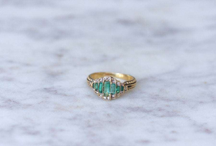 Emerald and diamond band ring - Penelope Gallery