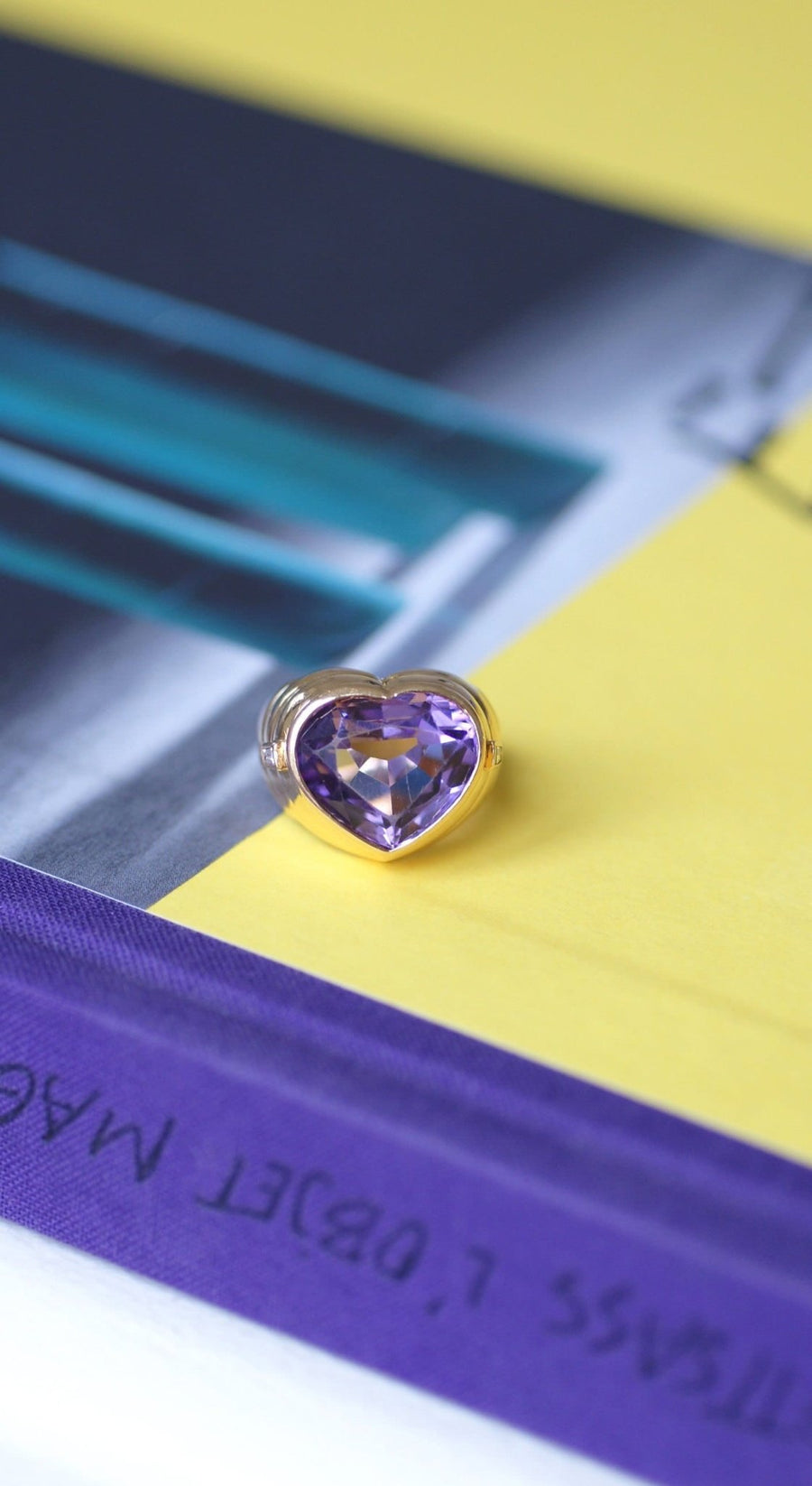 Heart-shaped amethyst and diamond ring - Galerie Pénélope
