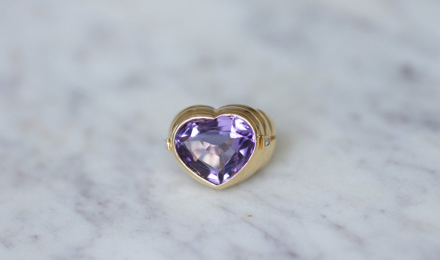 Heart-shaped amethyst and diamond ring - Galerie Pénélope