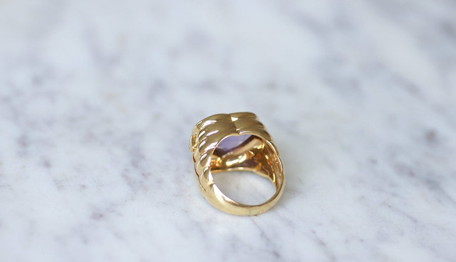 Heart-shaped amethyst and diamond ring - Galerie Pénélope