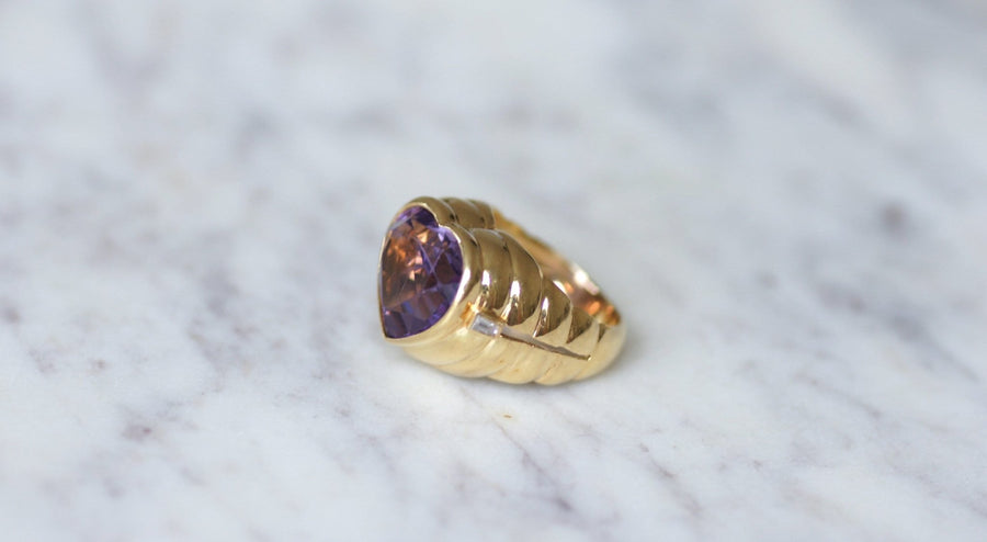 Heart-shaped amethyst and diamond ring - Galerie Pénélope