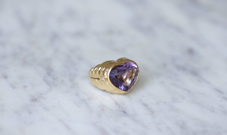 Heart-shaped amethyst and diamond ring - Galerie Pénélope