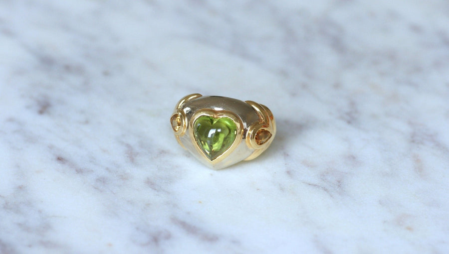 Peridot and citrine heart ring - Penelope Gallery