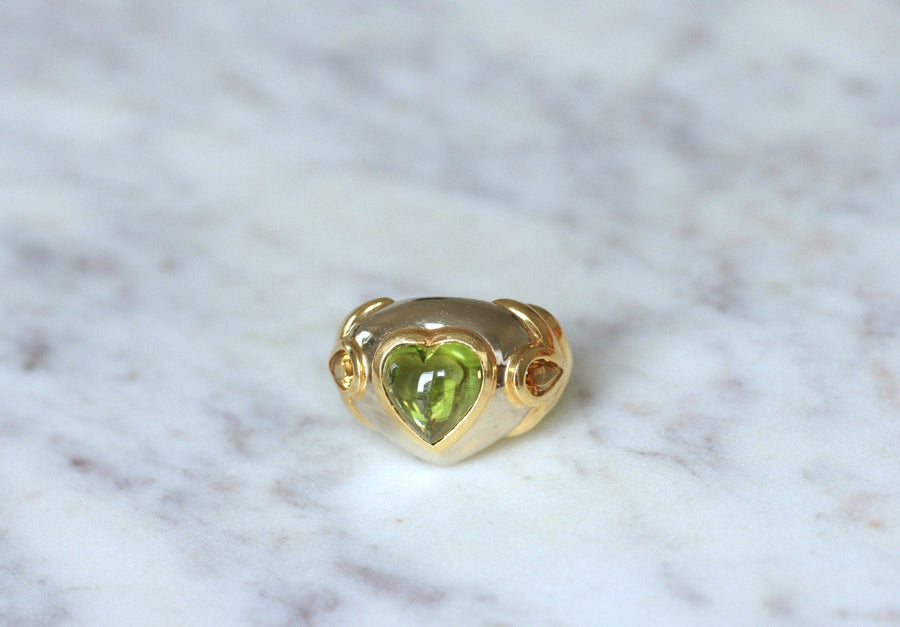 Peridot and citrine heart ring - Penelope Gallery