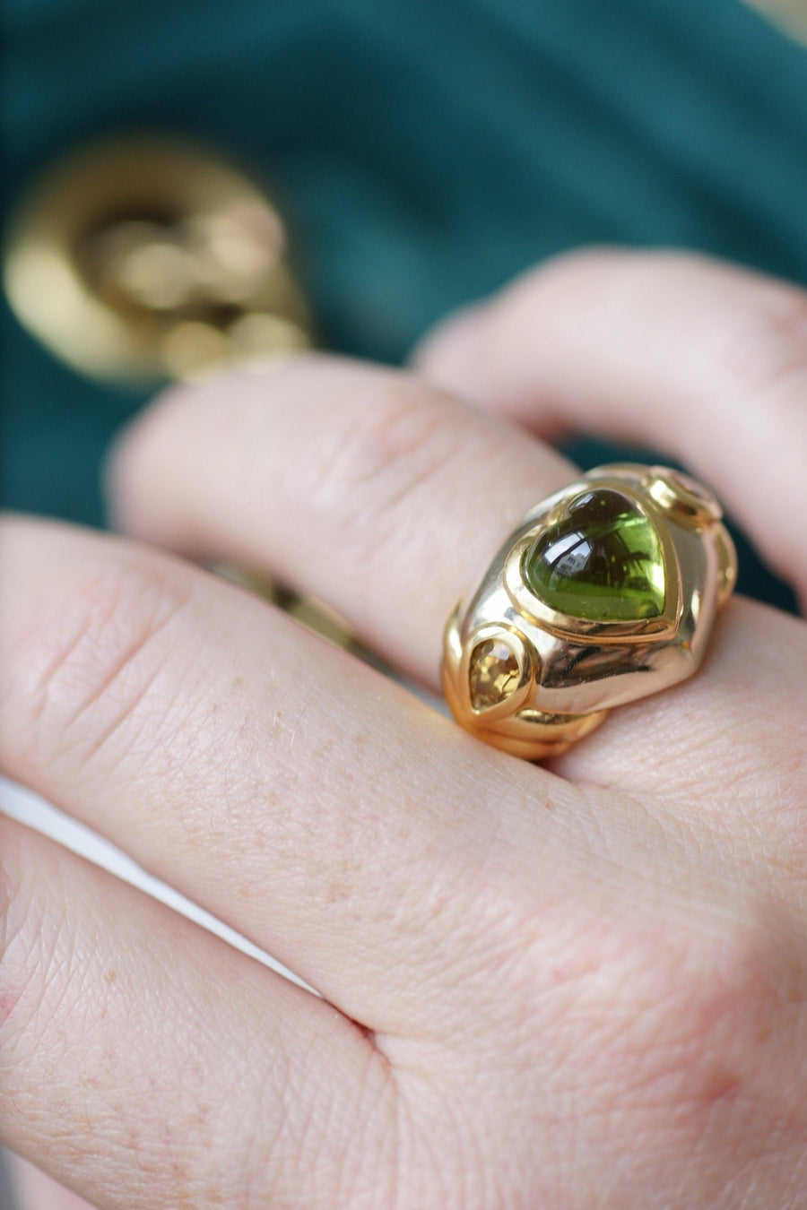 Peridot and citrine heart ring - Penelope Gallery