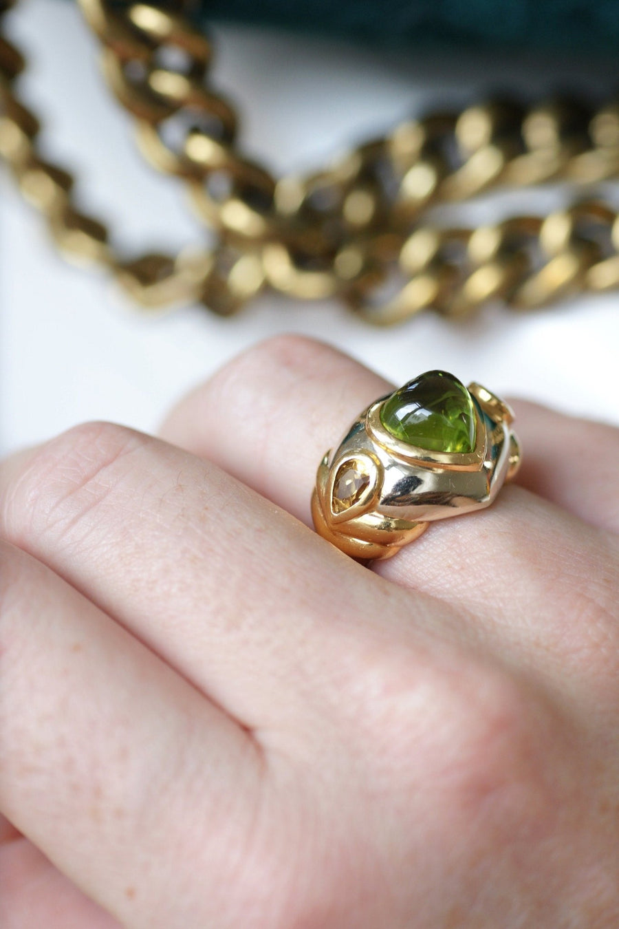 Peridot and citrine heart ring - Penelope Gallery