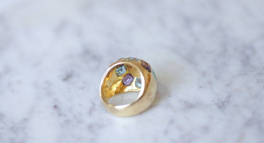 Gold ring citrine topaz blue amethyst - Penelope Gallery