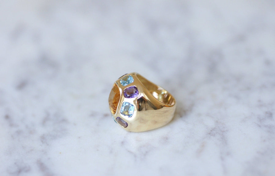 Gold ring citrine topaz blue amethyst - Penelope Gallery