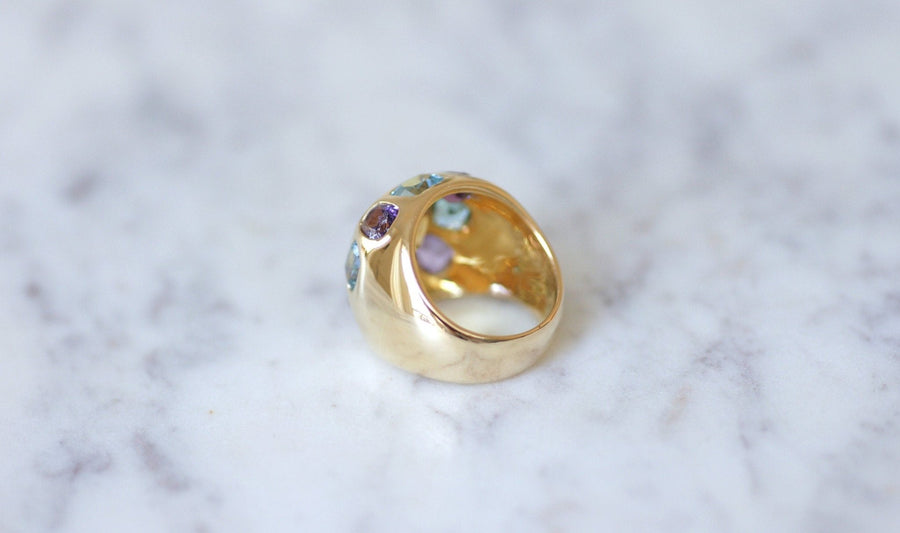 Gold ring citrine topaz blue amethyst - Penelope Gallery