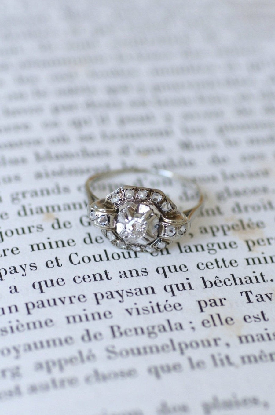 Square Art Deco diamond ring - Galerie Pénélope