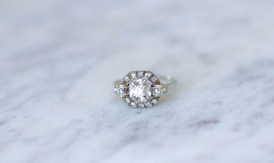 Square Art Deco diamond ring - Galerie Pénélope
