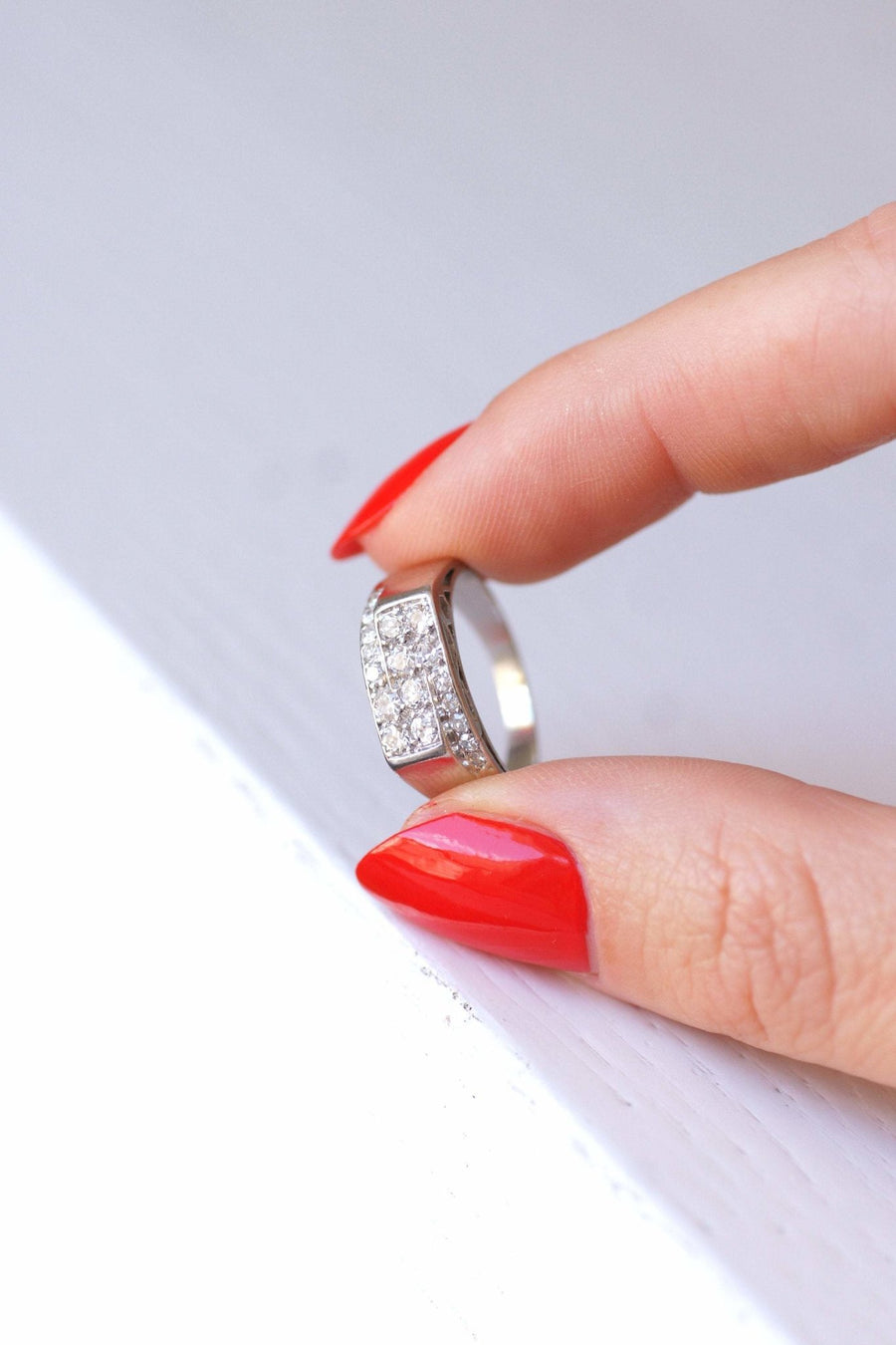 Art Deco knight ring, diamonds and platinum - Galerie Pénélope