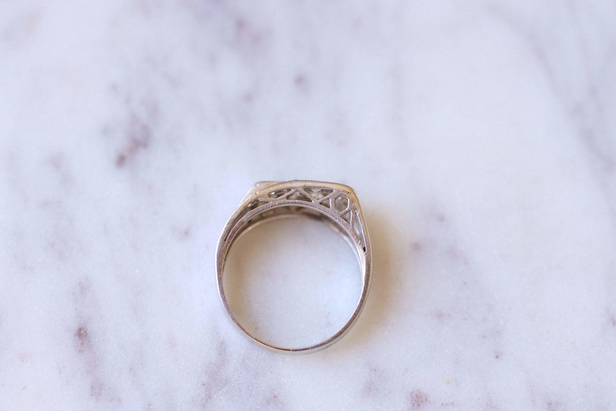 Art Deco knight ring, diamonds and platinum - Galerie Pénélope