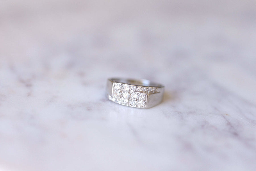 Art Deco knight ring, diamonds and platinum - Galerie Pénélope