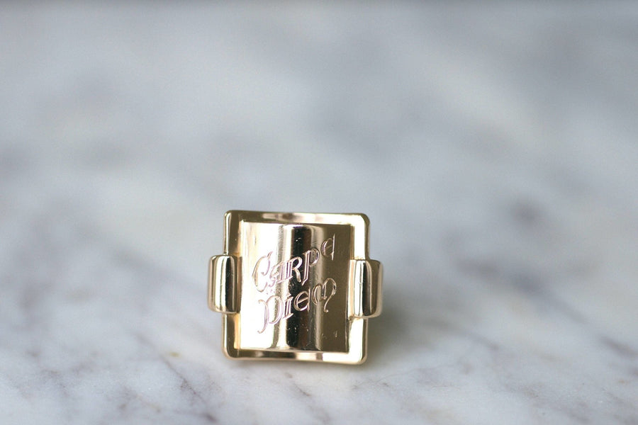 Carpe Diem Tank ring in pink gold - Penelope Gallery