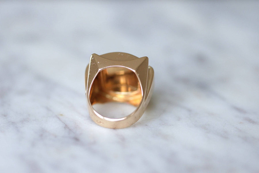 Carpe Diem Tank ring in pink gold - Penelope Gallery