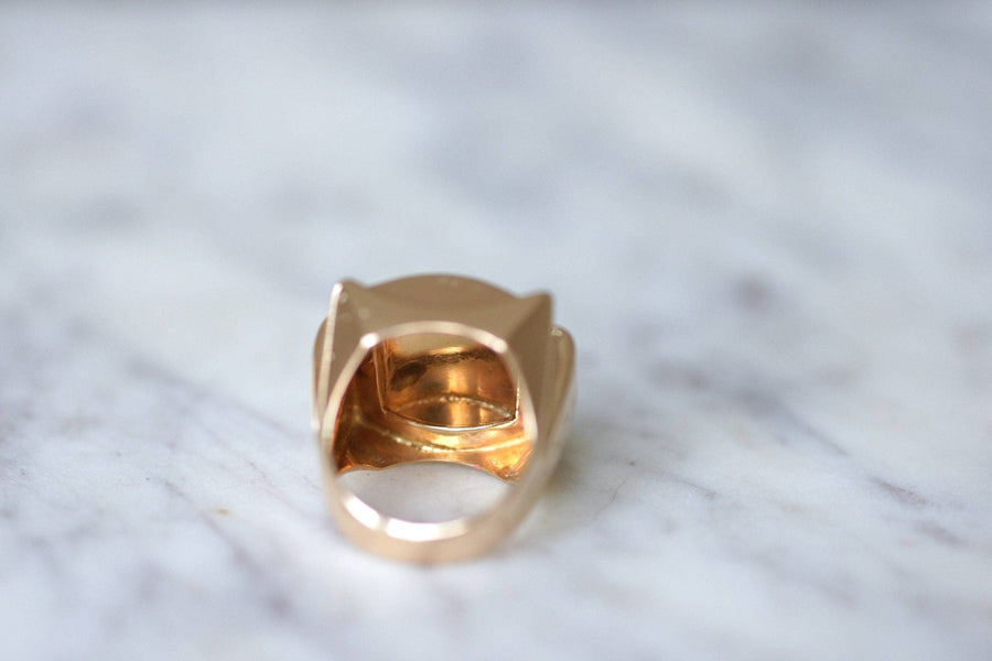 Carpe Diem Tank ring in pink gold - Penelope Gallery