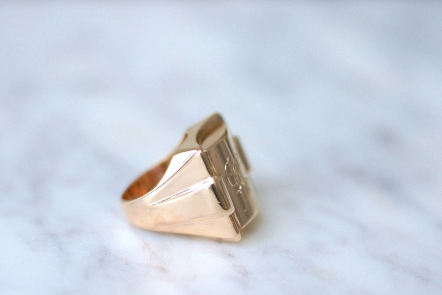 Carpe Diem Tank ring in pink gold - Penelope Gallery