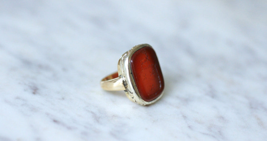 Sardony signet ring with heraldic intaglio - Galerie Pénélope