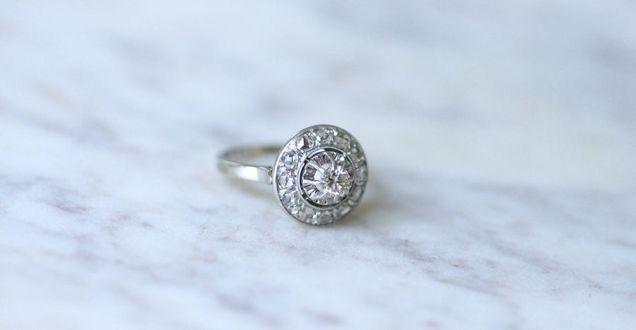 Art Deco round diamond target ring - Galerie Pénélope