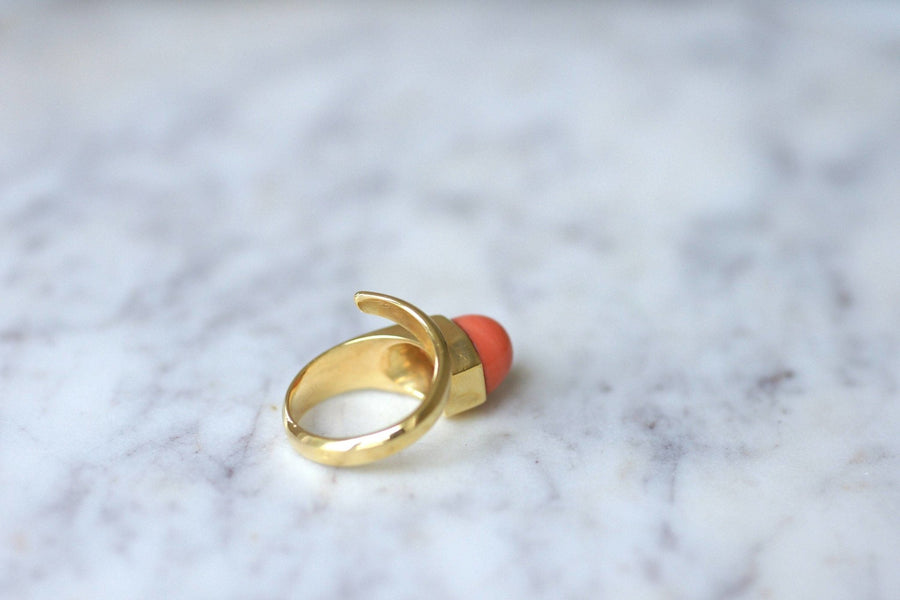 Gold and coral nail ring - Penelope Gallery