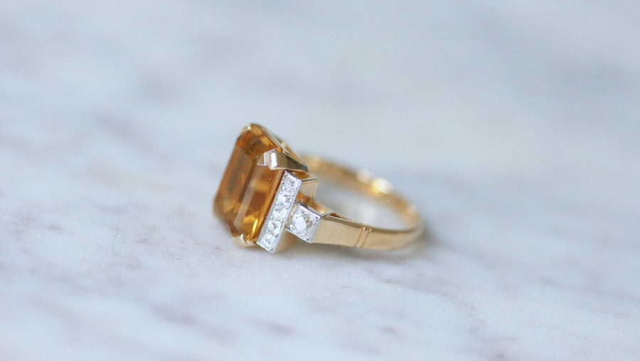 Citrine and diamond cocktail ring - Galerie Pénélope
