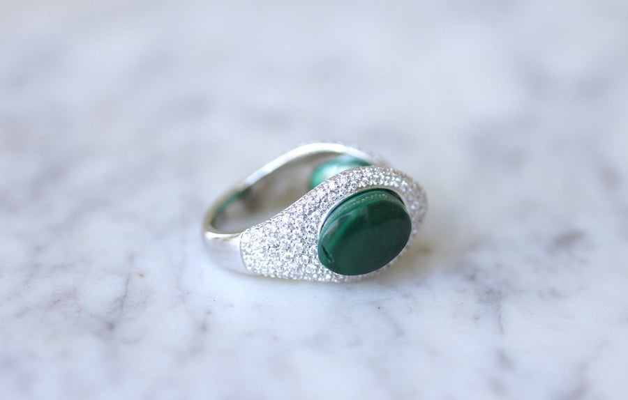 Gucci Cocktail Ring, malachite and diamonds on white gold - Penelope Gallery