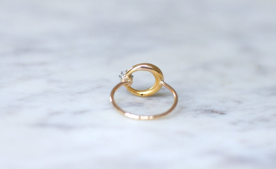 Diamond and gold crescent moon ring - Galerie Pénélope