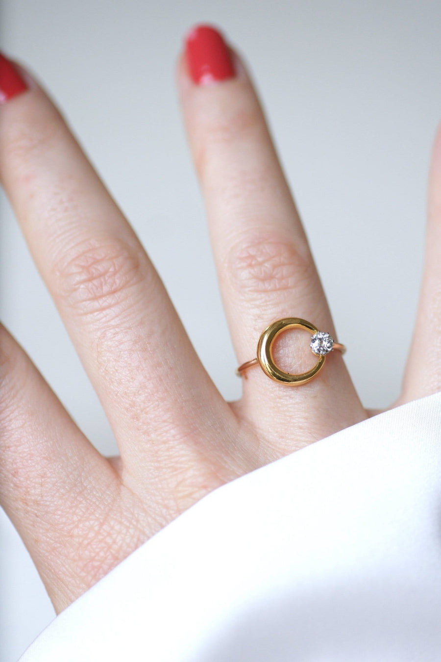 Diamond and gold crescent moon ring - Galerie Pénélope