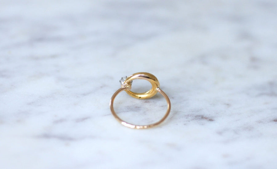 Diamond and gold crescent moon ring - Galerie Pénélope