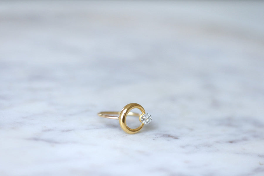 Diamond and gold crescent moon ring - Galerie Pénélope