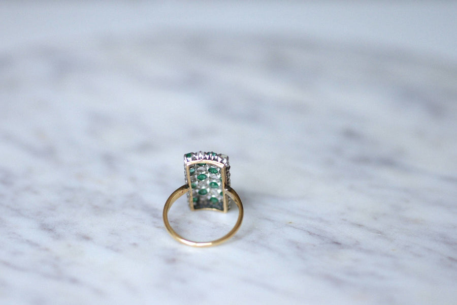 Emerald and diamond checkerboard ring - Penelope Gallery