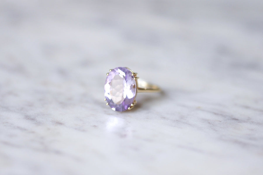 Vintage cocktail ring amethyst on gold - Galerie Pénélope