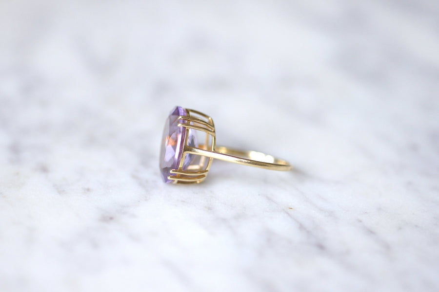 Vintage cocktail ring amethyst on gold - Galerie Pénélope
