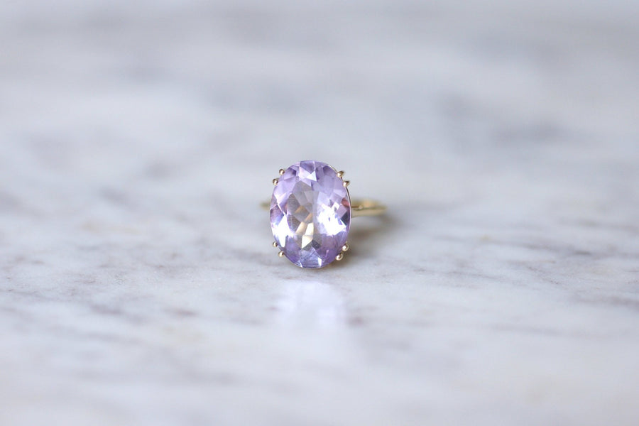 Vintage cocktail ring amethyst on gold - Galerie Pénélope