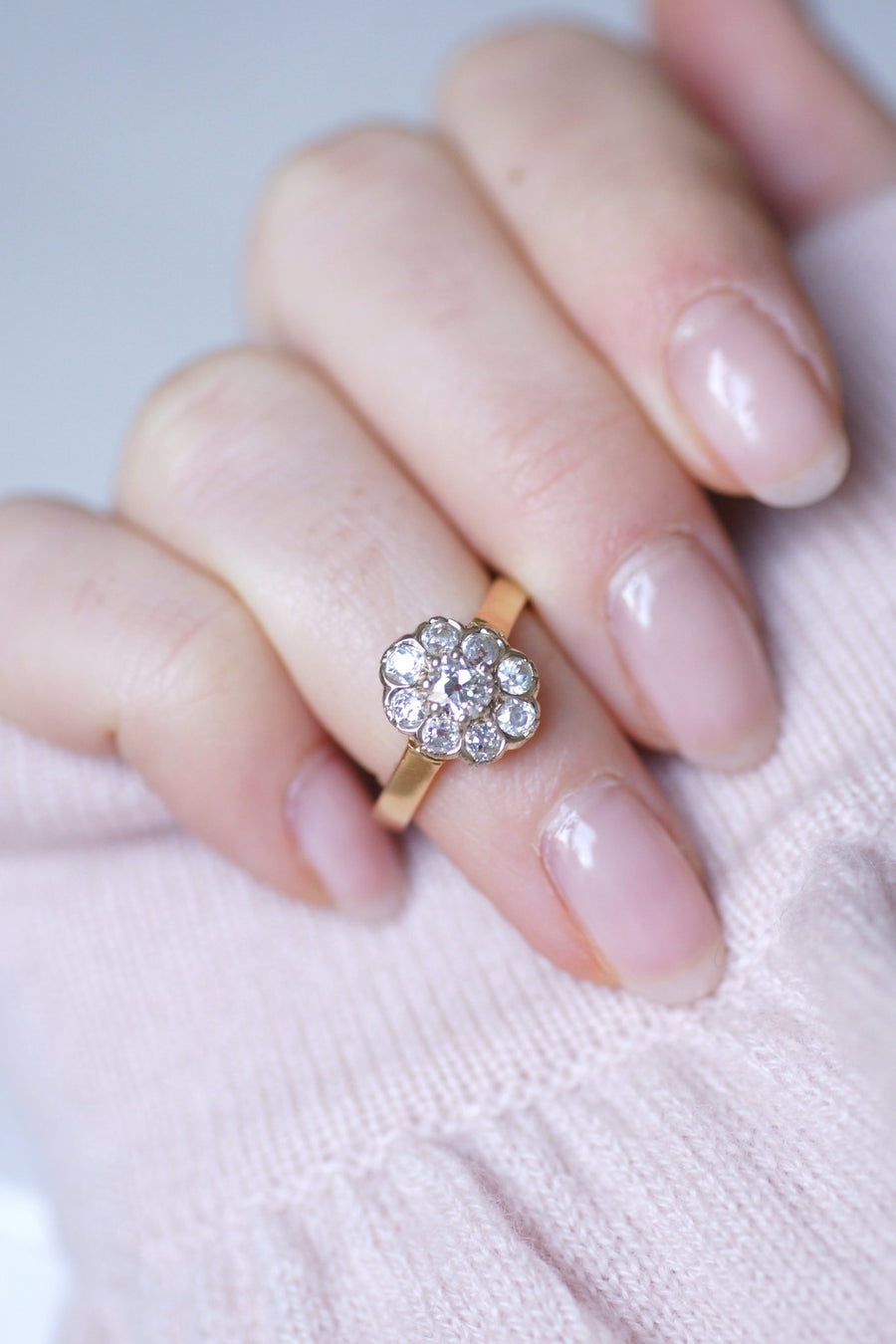 Antique daisy diamond engagement ring - Penelope Gallery