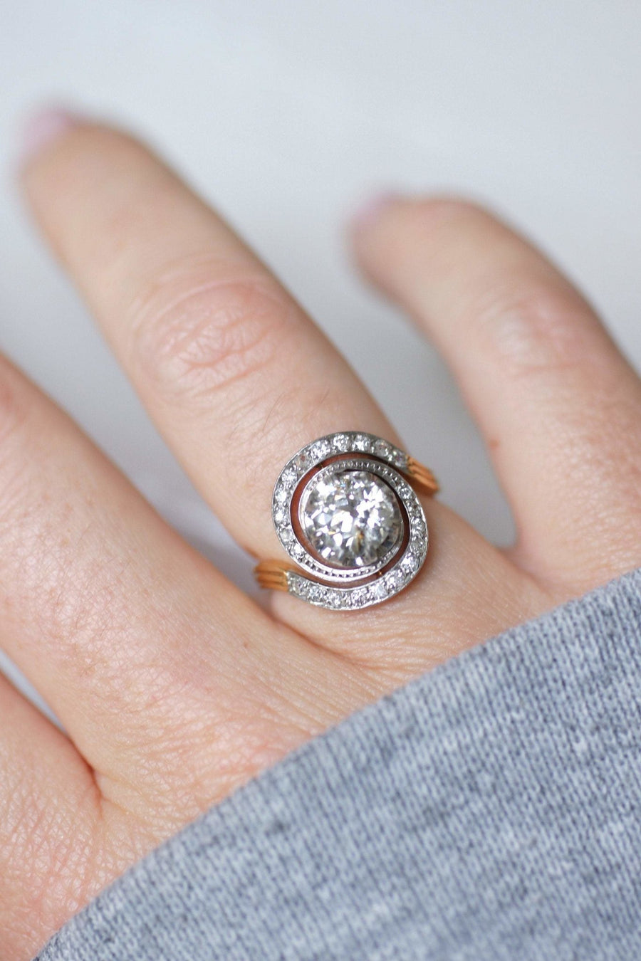 Antique Tourbillon Diamond Engagement Ring 1.33 Cts - Penelope Gallery
