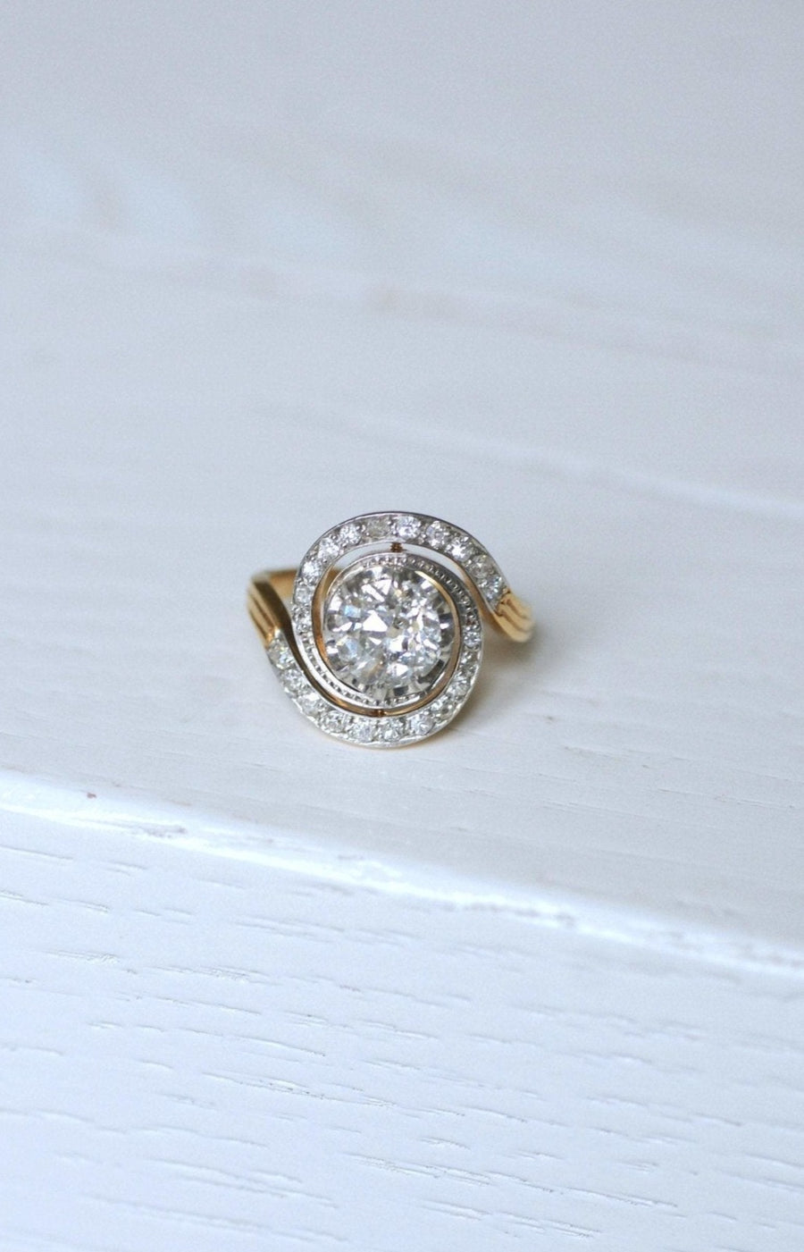 Antique Tourbillon Diamond Engagement Ring 1.33 Cts - Penelope Gallery
