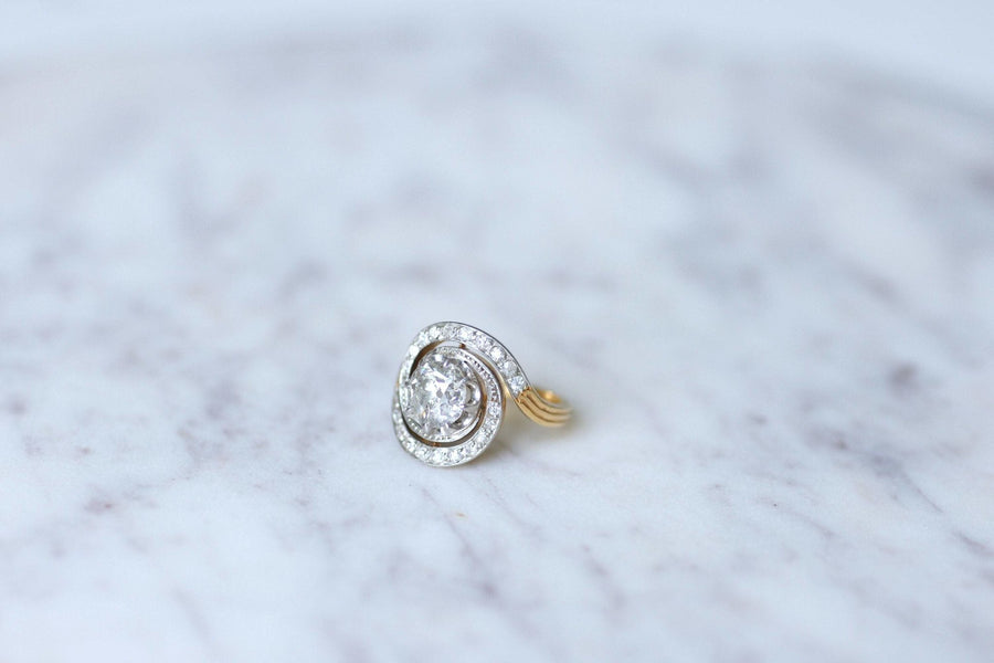 Antique Tourbillon Diamond Engagement Ring 1.33 Cts - Penelope Gallery