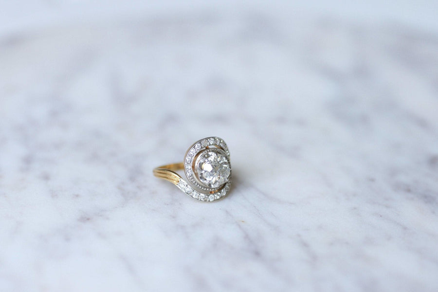 Antique Tourbillon Diamond Engagement Ring 1.33 Cts - Penelope Gallery