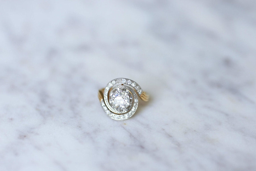 Antique Tourbillon Diamond Engagement Ring 1.33 Cts - Penelope Gallery