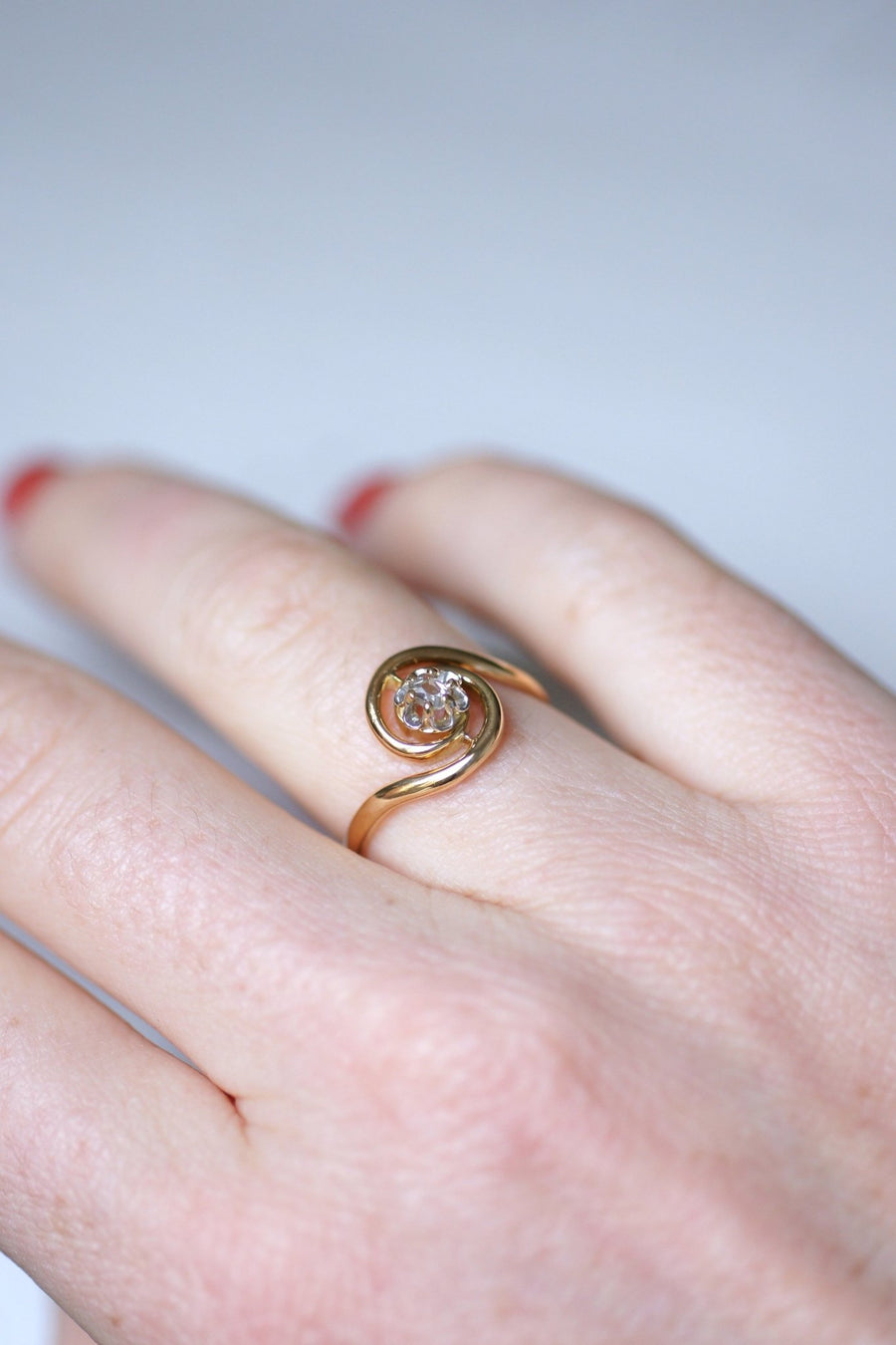 Antique Tourbillon gold and diamond engagement ring - Penelope Gallery