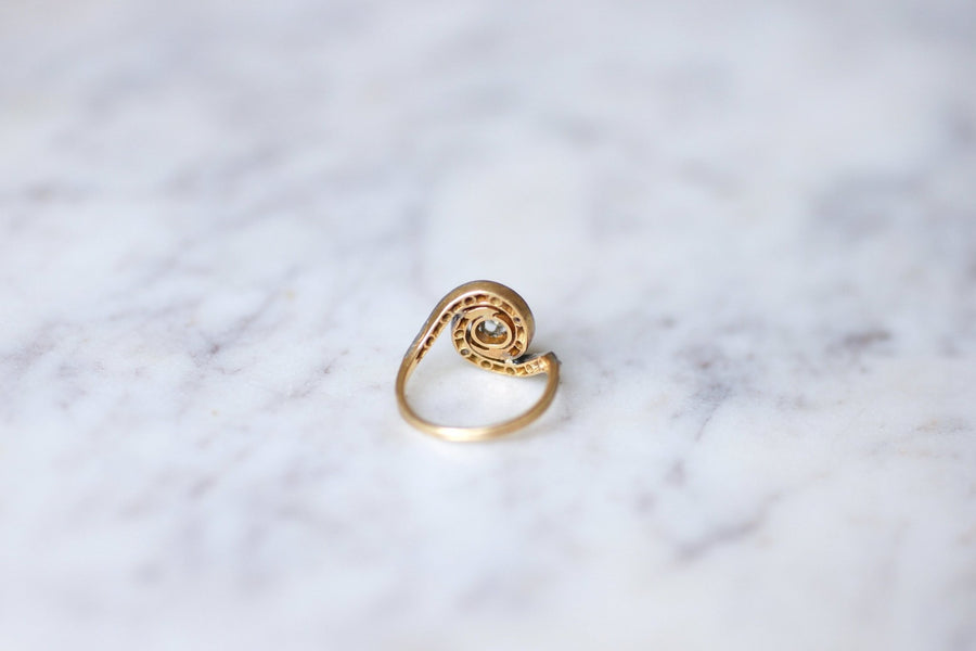 Antique Tourbillon engagement ring, gold and diamonds - Galerie Pénélope