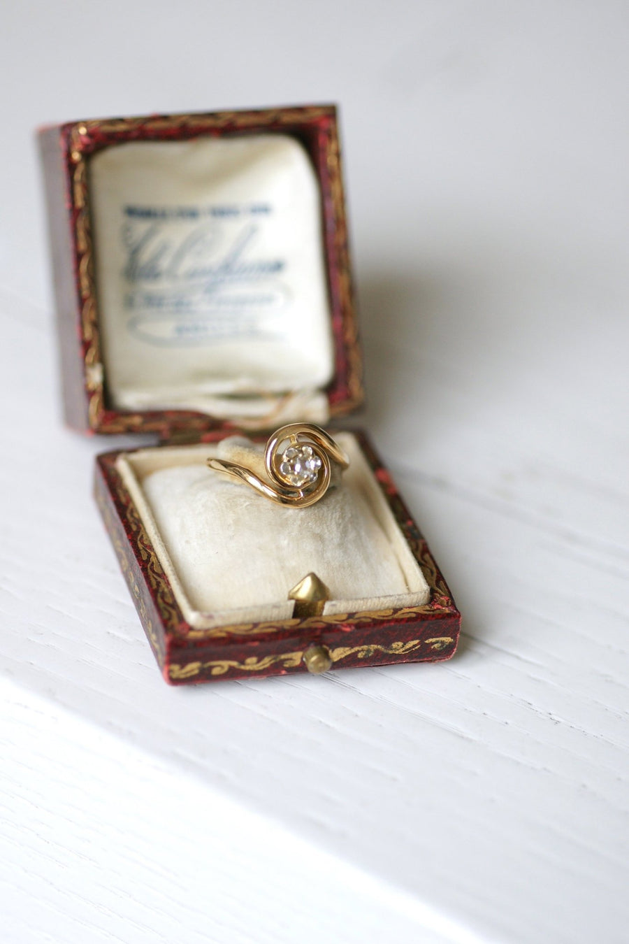 Antique Tourbillon gold and diamond engagement ring - Penelope Gallery
