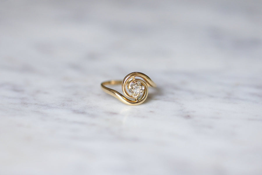 Antique Tourbillon gold and diamond engagement ring - Penelope Gallery
