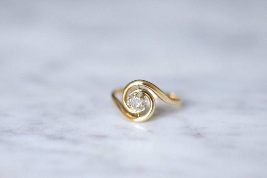 Antique Tourbillon gold and diamond engagement ring - Penelope Gallery