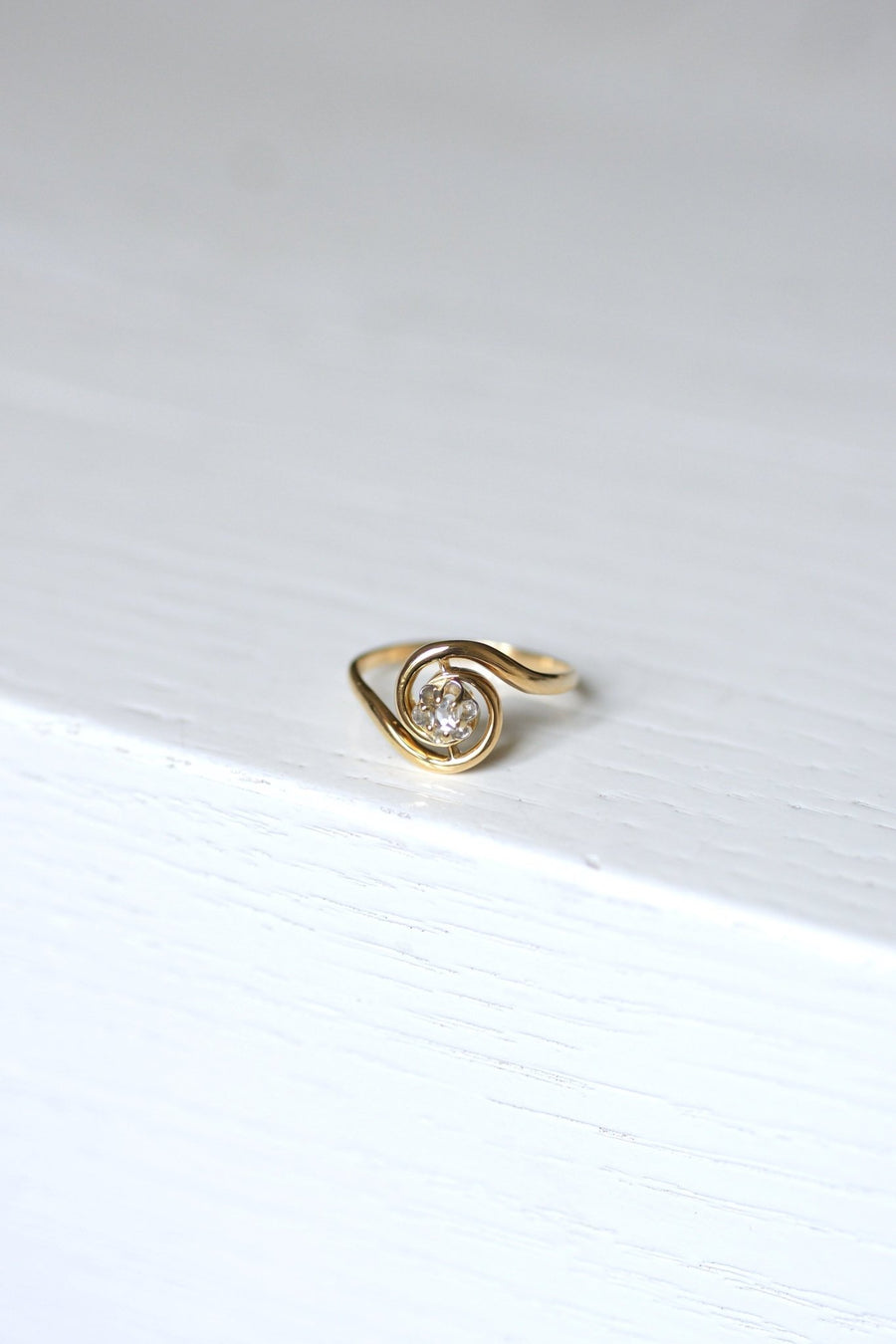 Antique Tourbillon gold and diamond engagement ring - Penelope Gallery