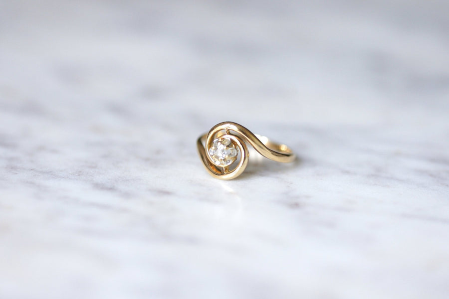 Antique Tourbillon gold and diamond engagement ring - Penelope Gallery
