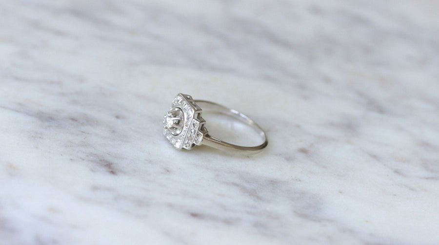 Art Deco square diamond engagement ring - Galerie Pénélope